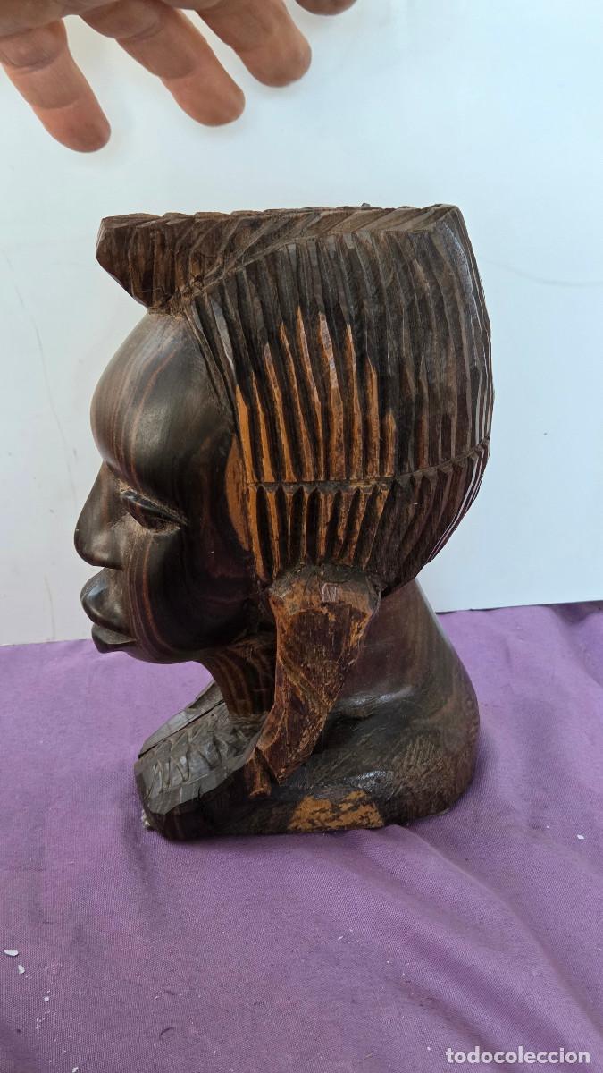 Arte: busto africana madera noble - Foto 3