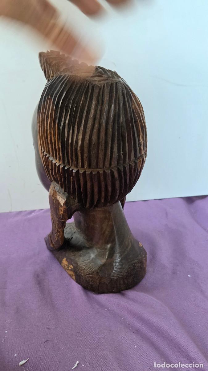 Arte: busto africana madera noble - Foto 4