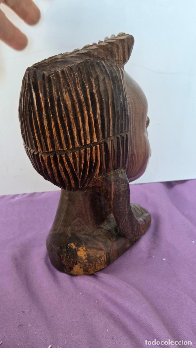 Arte: busto africana madera noble - Foto 5