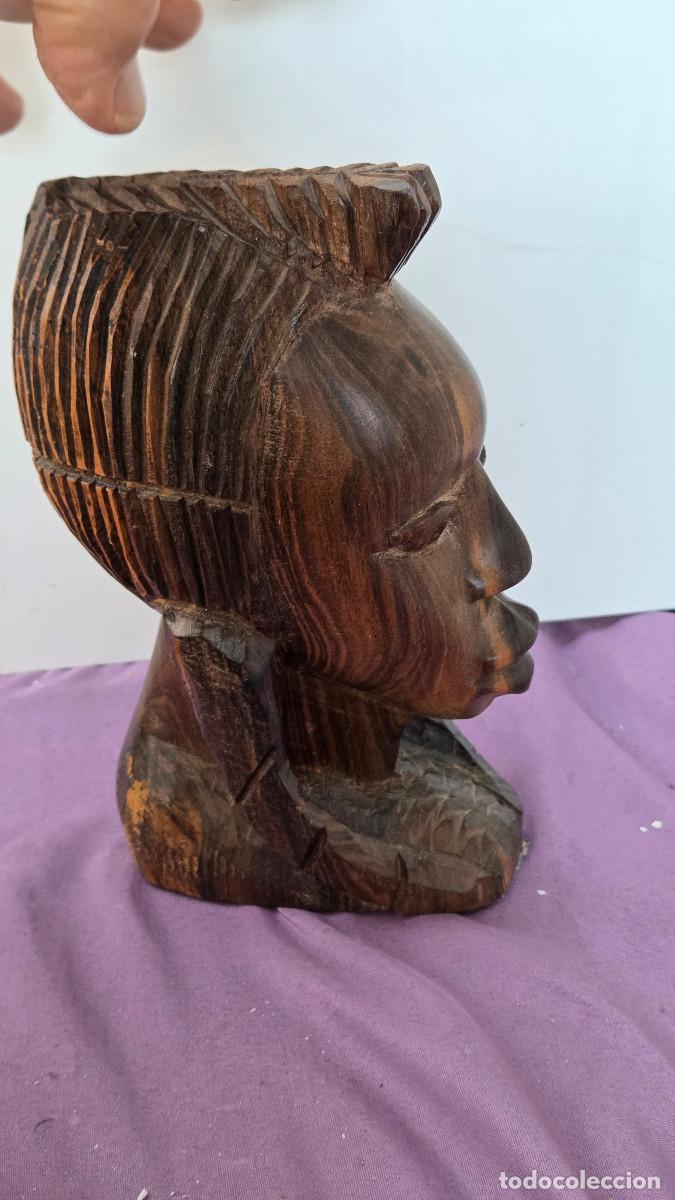 Arte: busto africana madera noble - Foto 6