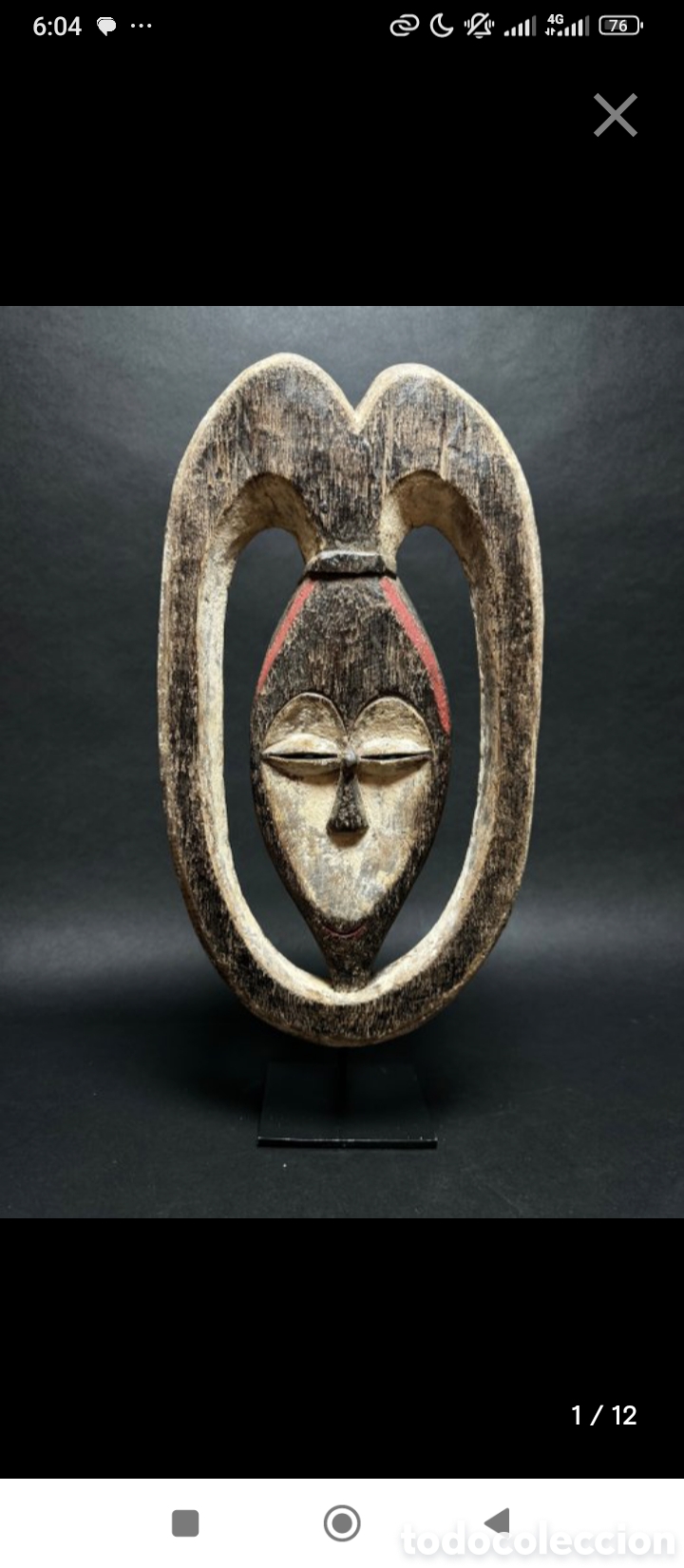 Arte: M&aacute;scara africana Kwelle de Gab&oacute;n