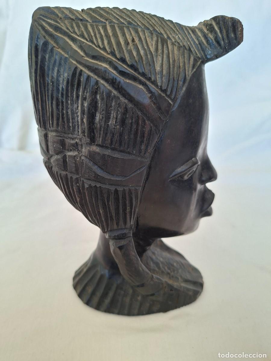 Arte: Busto africano antiguo, de madera tallada, ideal para coleccionismo o decoraci&oacute;n.