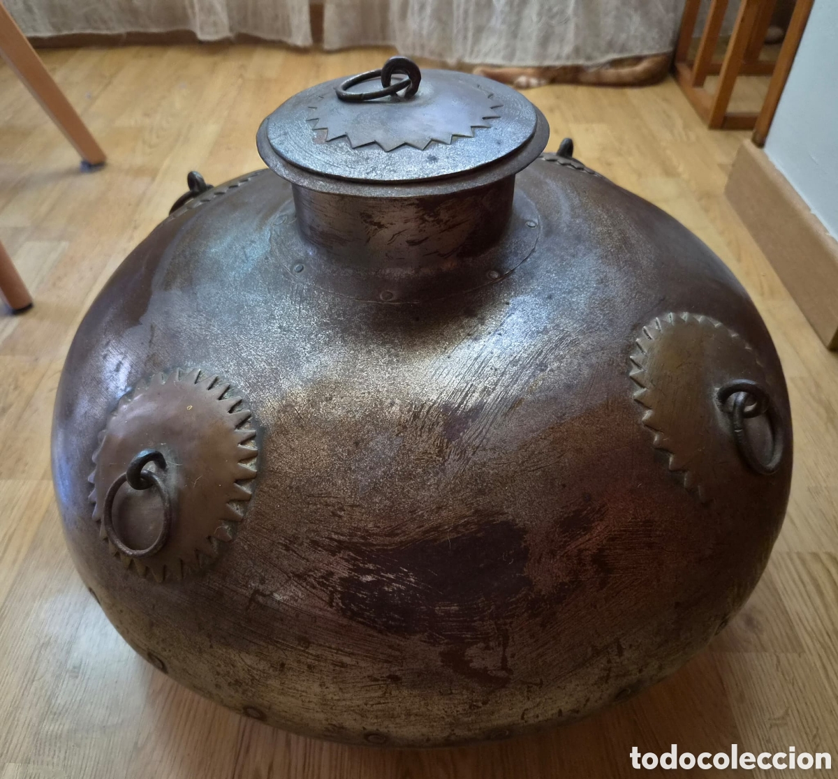 Arte: Espectacular Vasija Gran Formato T&iacute;bet (160 cm Circunferencia) &ndash; Metal Artesanal A Mano &ndash; 5,6 kg