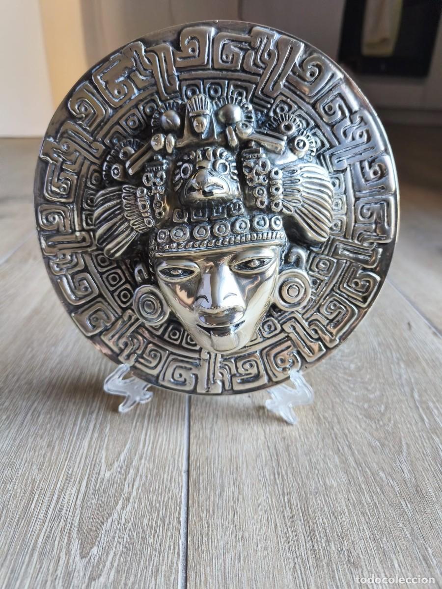 Arte: Plato Pared D'Argenta 23cm Plata .999 - Relieve Azteca Maya M&eacute;xico 1995