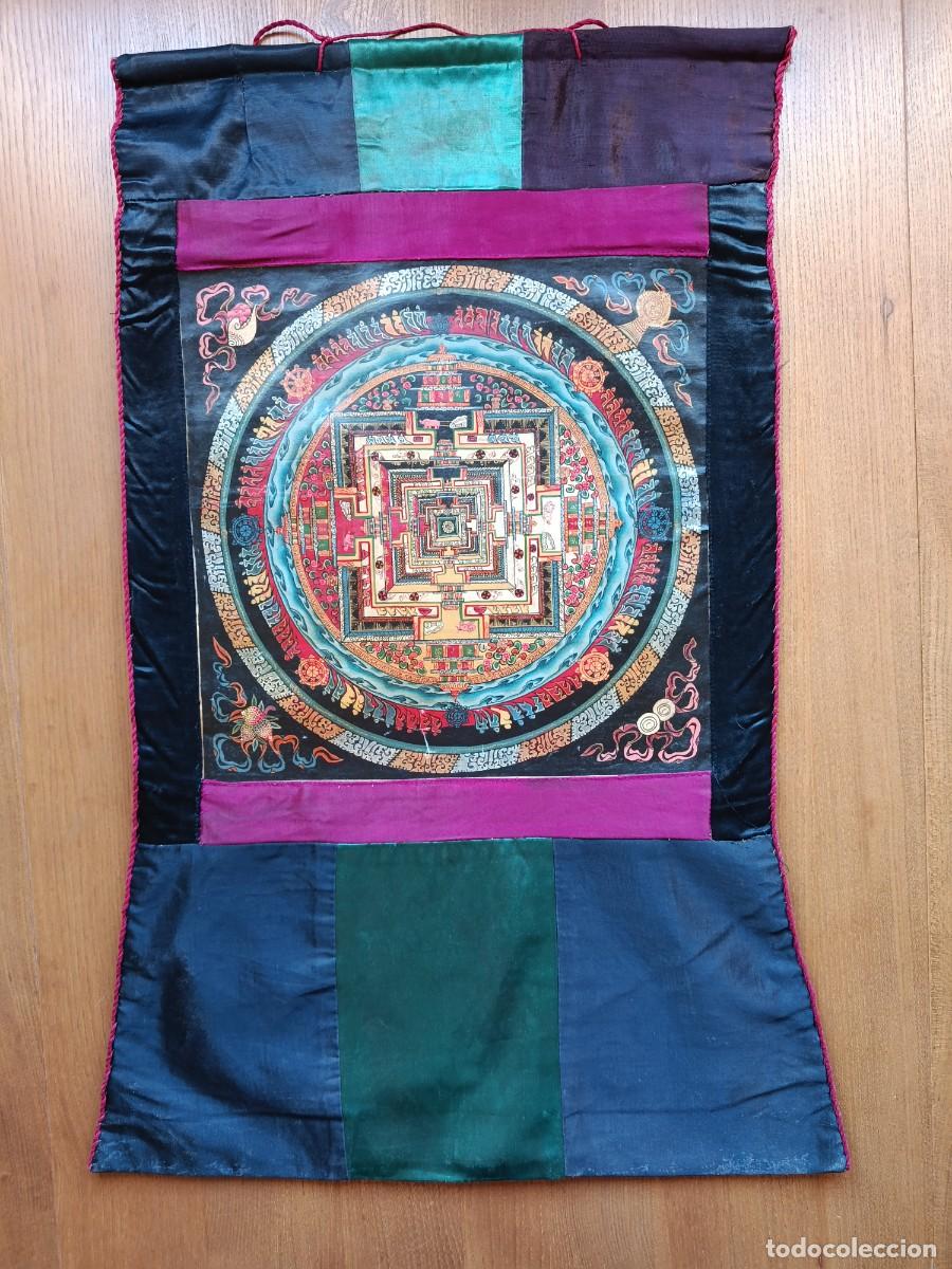 Arte: Thangka o thanka artesanal Tibetano. Mandala Kalachakra. Ladakh