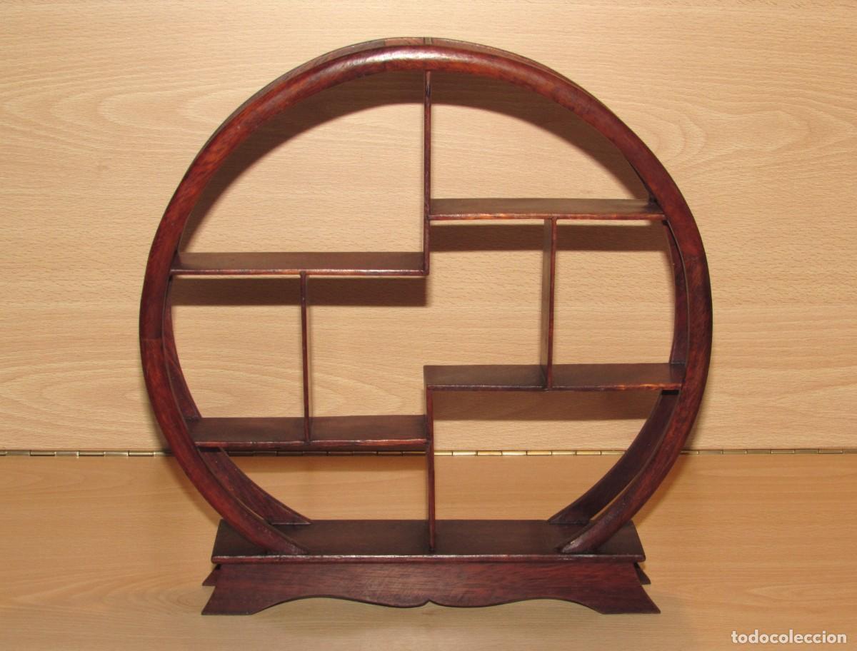 Arte: Estanter&iacute;a expositor repisa peana artesanal China Jap&oacute;n madera oriental netsukes