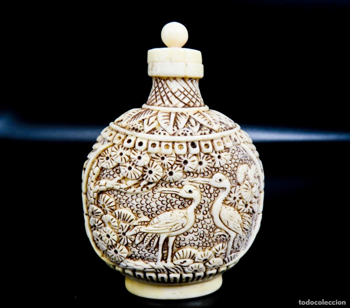 Arte: Botella de Rap&eacute; Snuff Bottle Resina Grullas - Foto 3