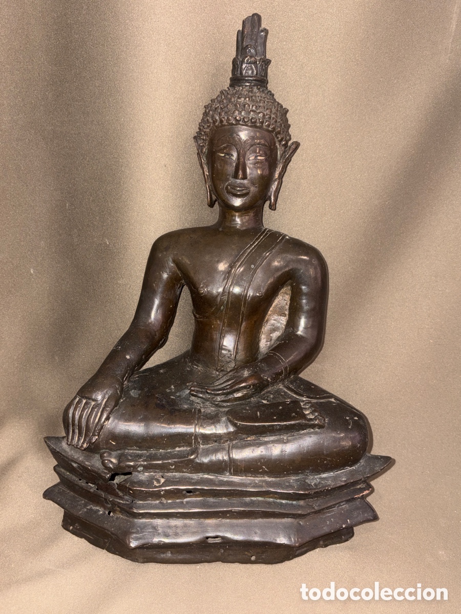 Kunst: ANTIGUO BUDA EN BRONCE NEGRO*SIGLO XVIII O ANTERIOR*38x 25 cm*ORIGINAL DE &Eacute;POCA