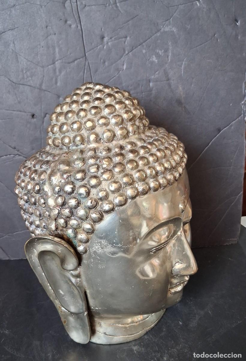 Arte: Gran cabeza de Buda metal plateado - Foto 2