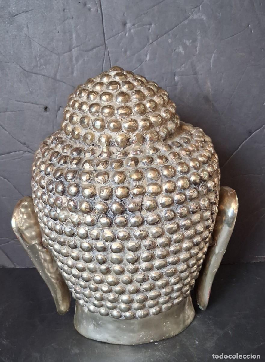 Arte: Gran cabeza de Buda metal plateado - Foto 3