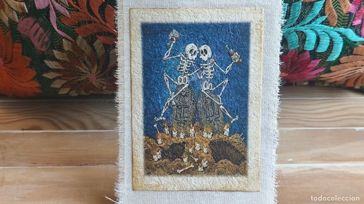 Arte: Arte mexicano en papel amate &ndash; Pareja de esqueletos D&iacute;a de Muertos