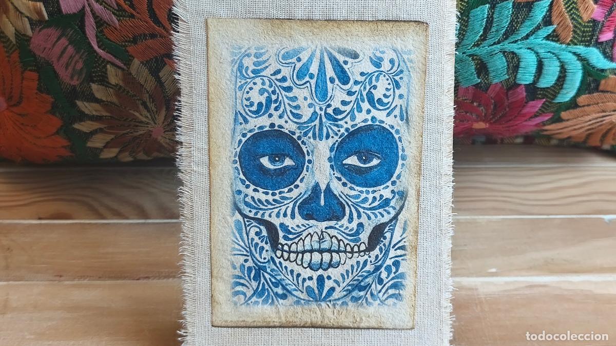 Arte: Arte mexicano en papel amate &ndash; Calavera azul D&iacute;a de Muertos