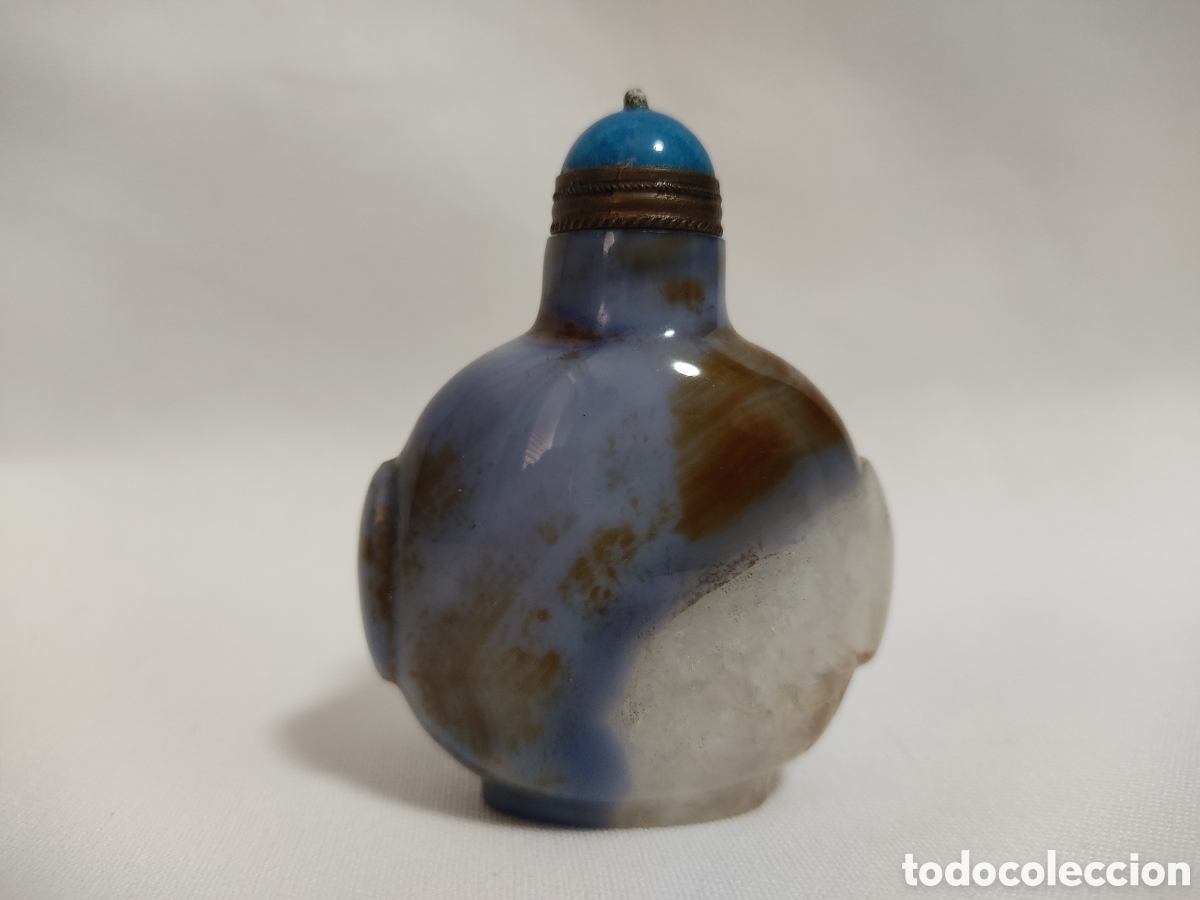 Arte: Tabaquera china o snuff bottle de &aacute;gata y cristaloide