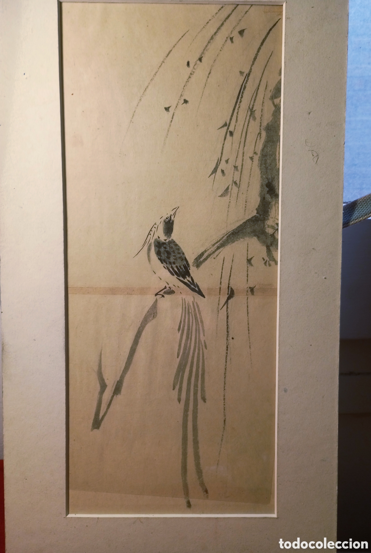 Arte: Tinta japonesa de pajaro en ramas