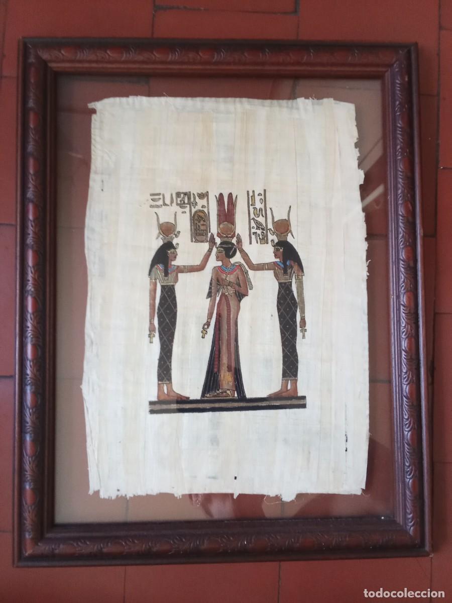 Arte: Cuadro pintado en Egipto sobre papiro aut&eacute;ntico con escena mitol&oacute;gica