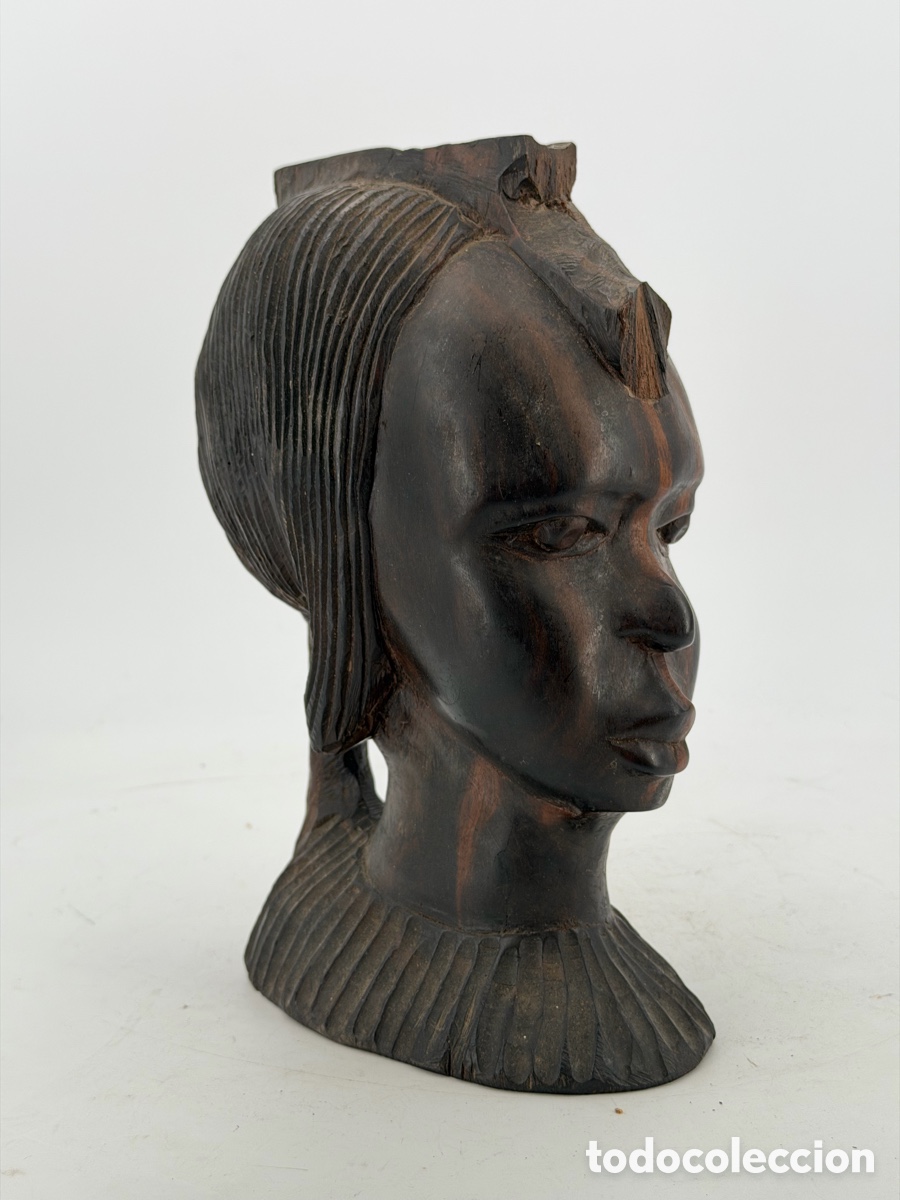 Arte: Gran Busto Africano de Madera - Foto 2