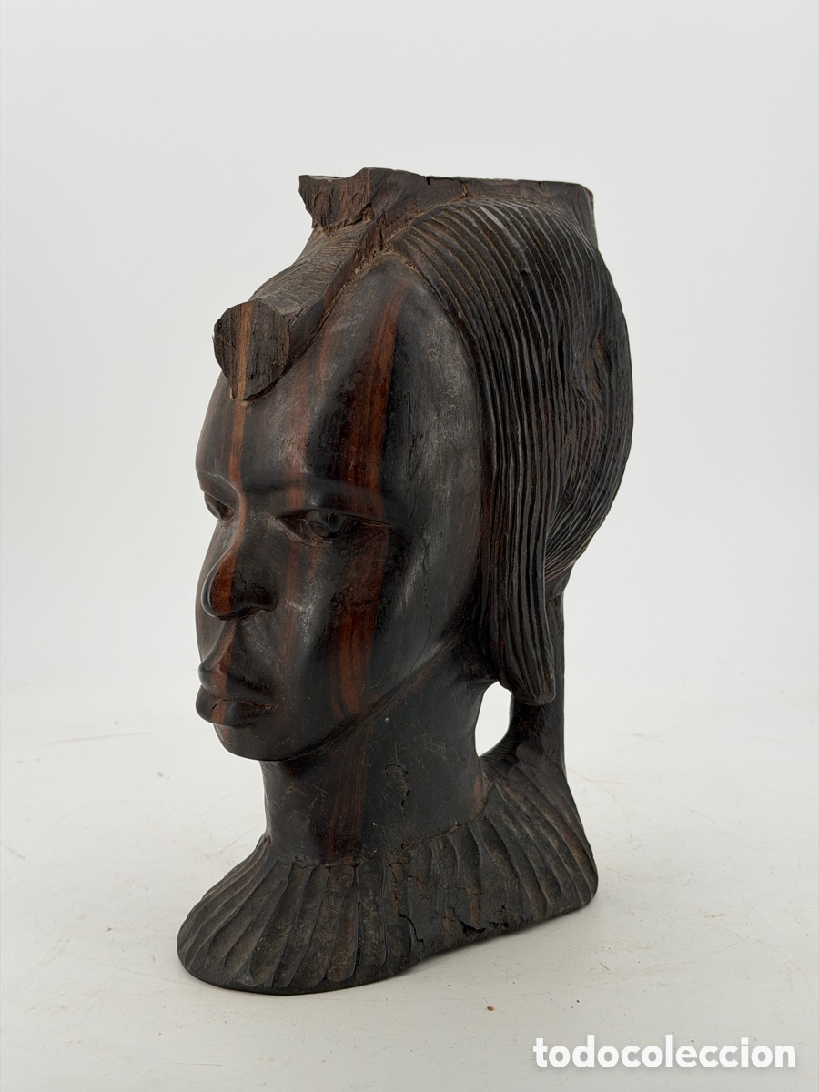 Arte: Gran Busto Africano de Madera - Foto 3