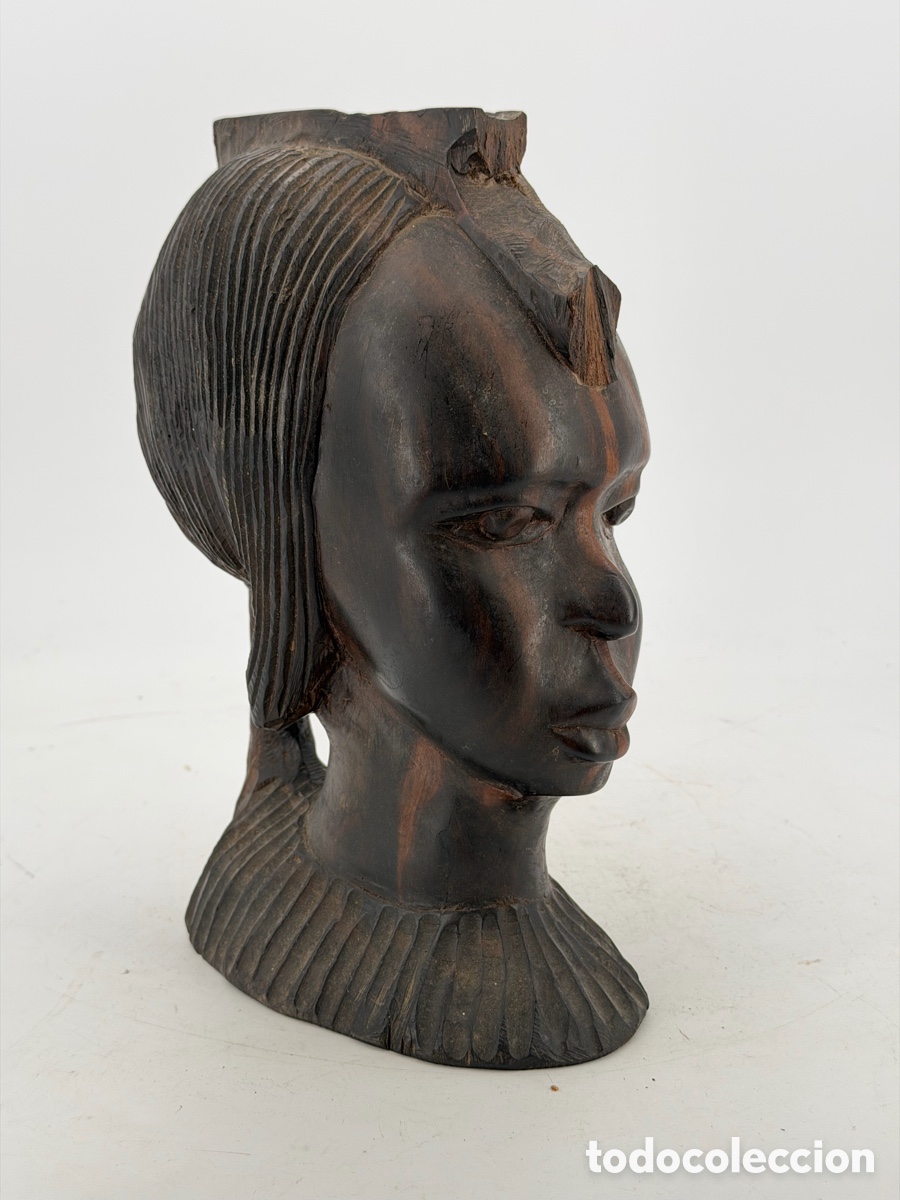 Arte: Gran Busto Africano de Madera - Foto 4