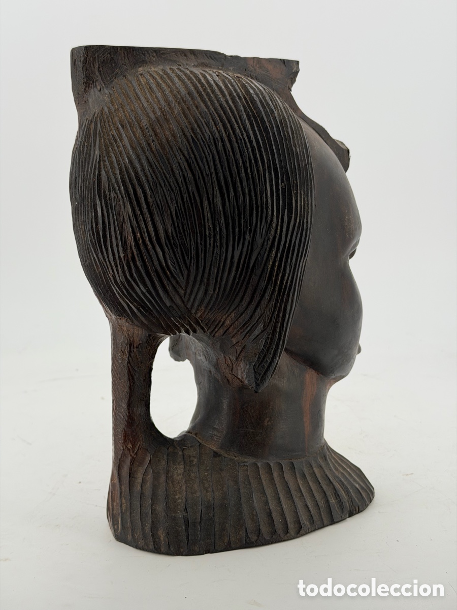 Arte: Gran Busto Africano de Madera - Foto 6