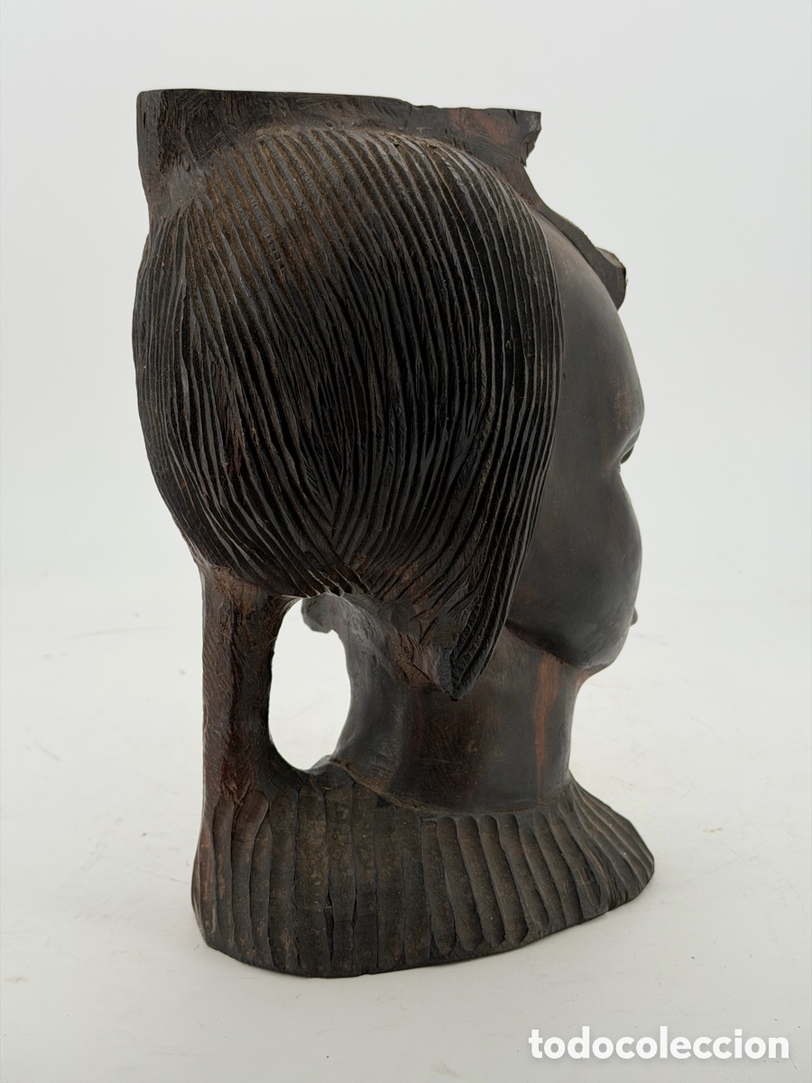 Arte: Gran Busto Africano de Madera - Foto 8