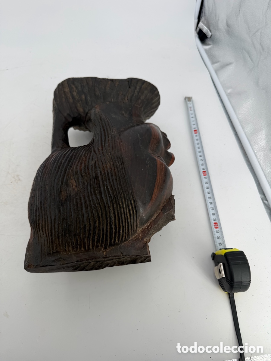 Arte: Gran Busto Africano de Madera - Foto 9