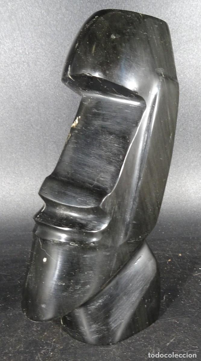 Arte: ANTIGUA TALLA EN OBSIDIANA NEGRO , FIGURA AZTECA-MAYA, VER FOTOS