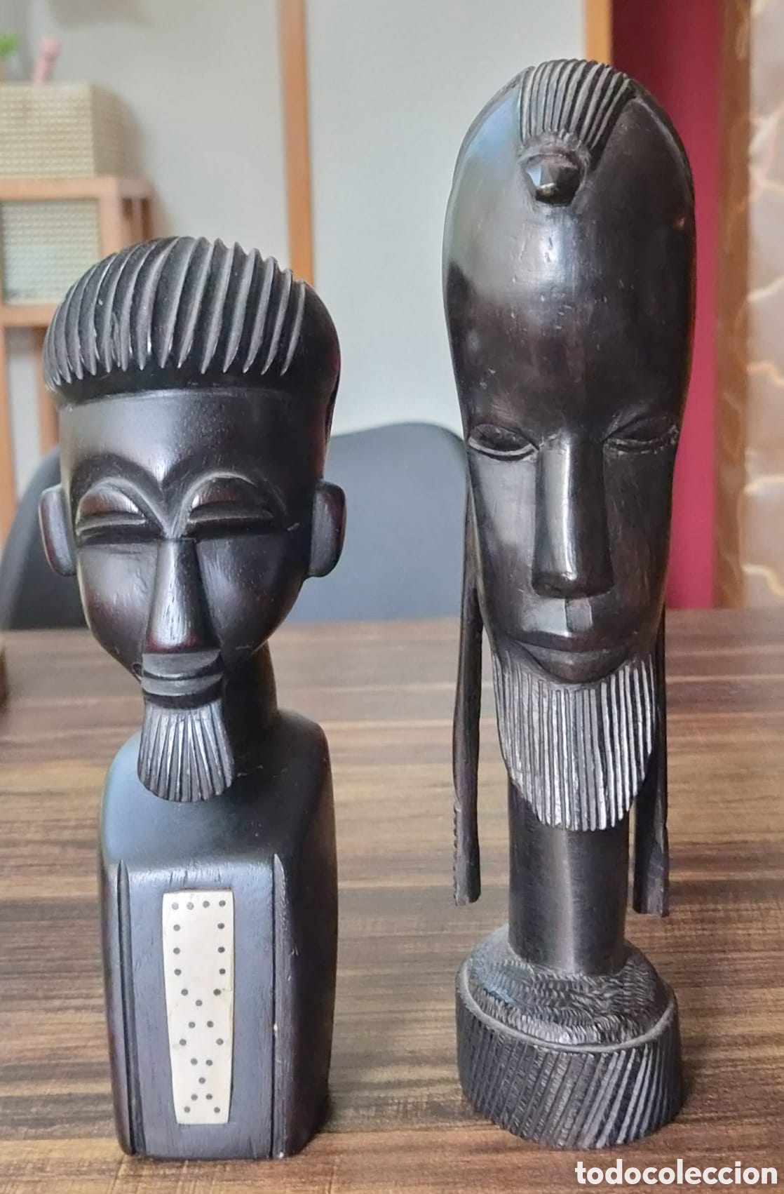 Arte: Pareja Esculturas Arte Africano Madera &Eacute;bano / Tanzania (21 y 24 cm) - &iexcl;ENV&Iacute;O GRATIS! SE AD OFERTAS