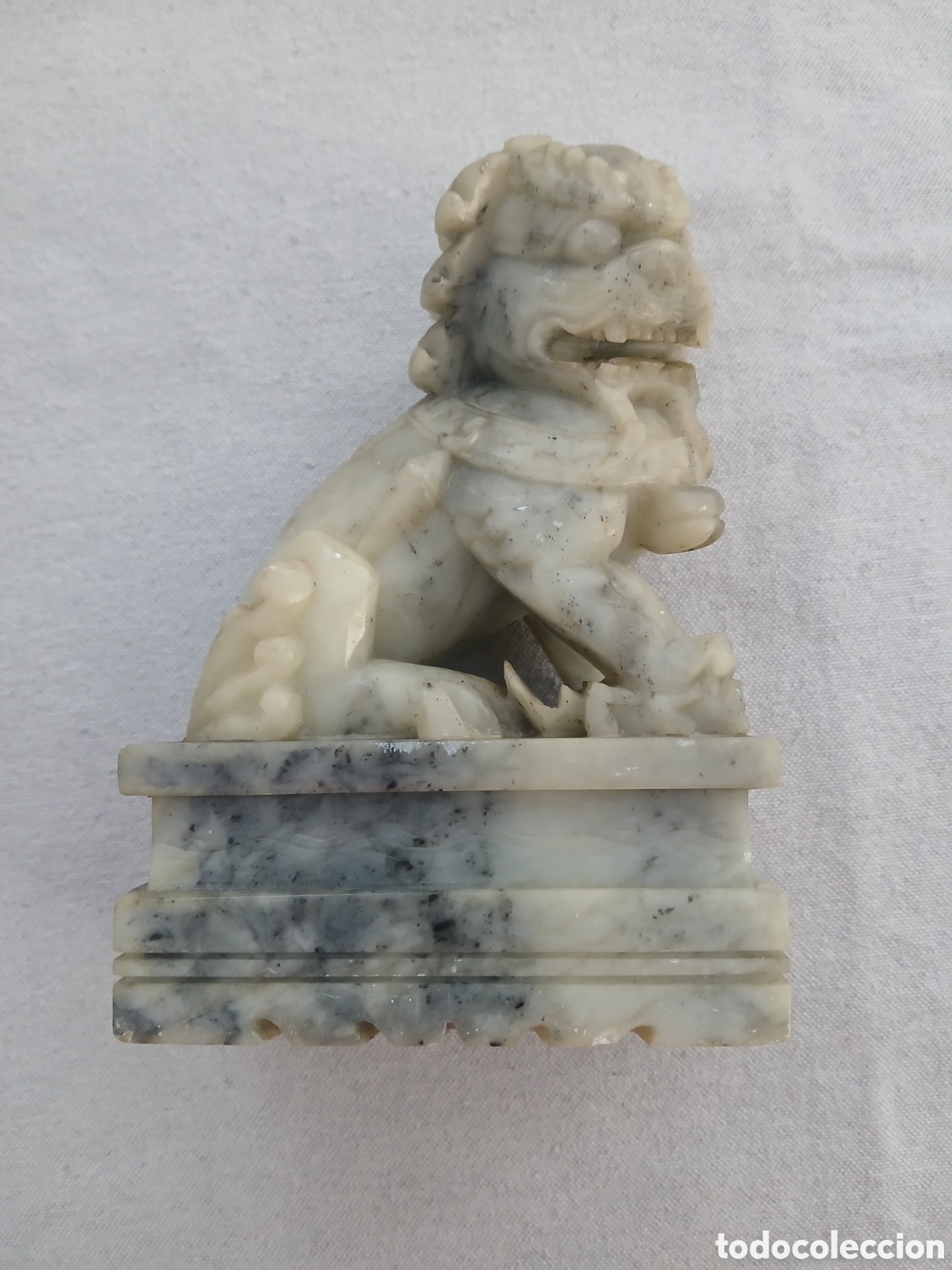 Arte: Perro Foo. Escultura piedra jabonosa. Oriental