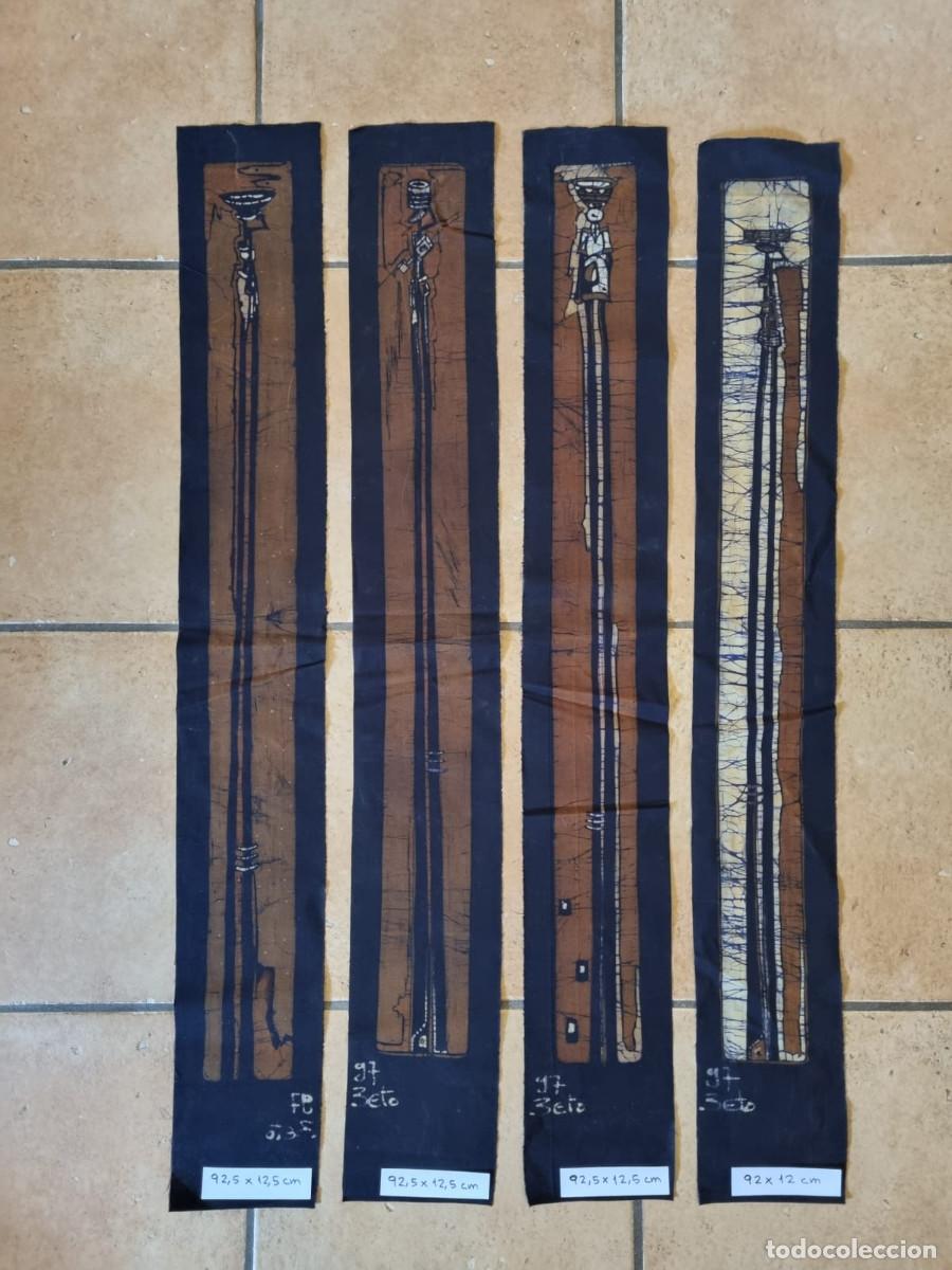 Arte: 4 Batiks Africanos Aut&eacute;nticos Hechos a Mano Firmados