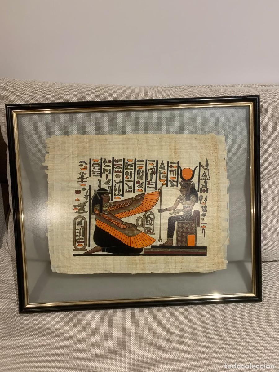 Arte: apiro egipcio pintado a mano con diosas, marco de doble cristal