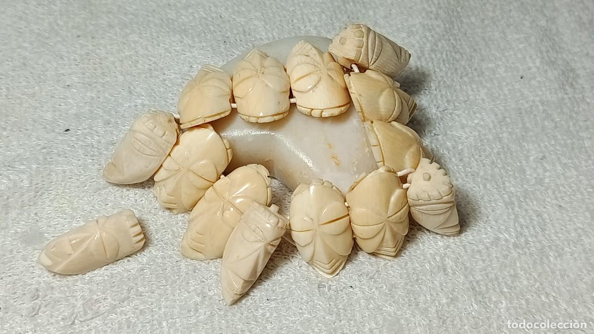 Arte: ANTIGUA PULSERA AFRICANA JOYERIA ETNICA CARAS TRIBU AFRICANA TALLADAS EN HUESO S.XX
