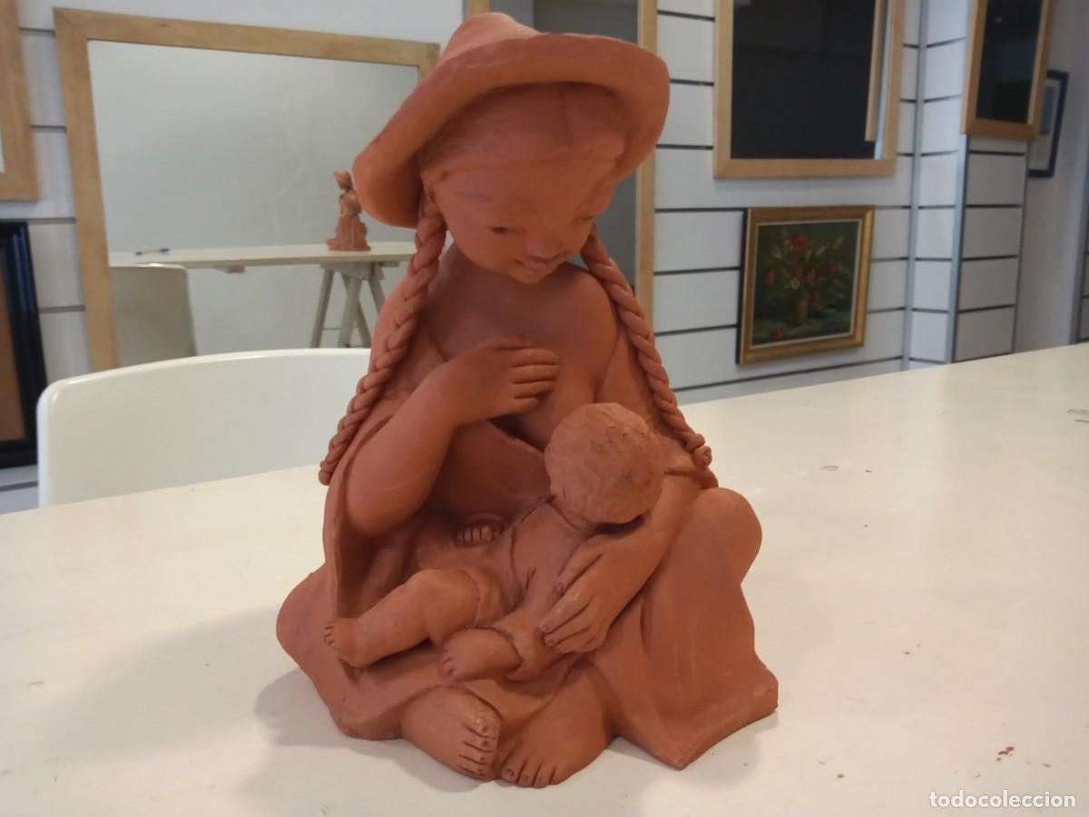 Arte: FIGURA CERAMICA BARRO COCIDO MATERNIDAD ARGENTINA