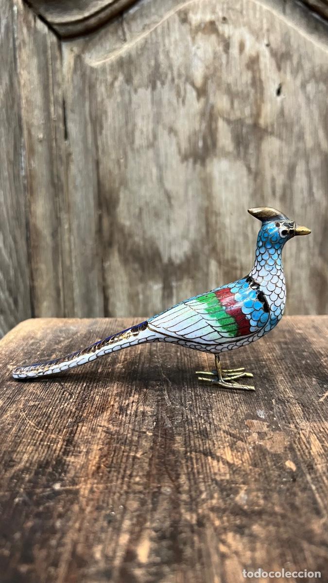 Arte: Ave fais&aacute;n metal cloisonn&eacute; China mitad s XX 7x14cms
