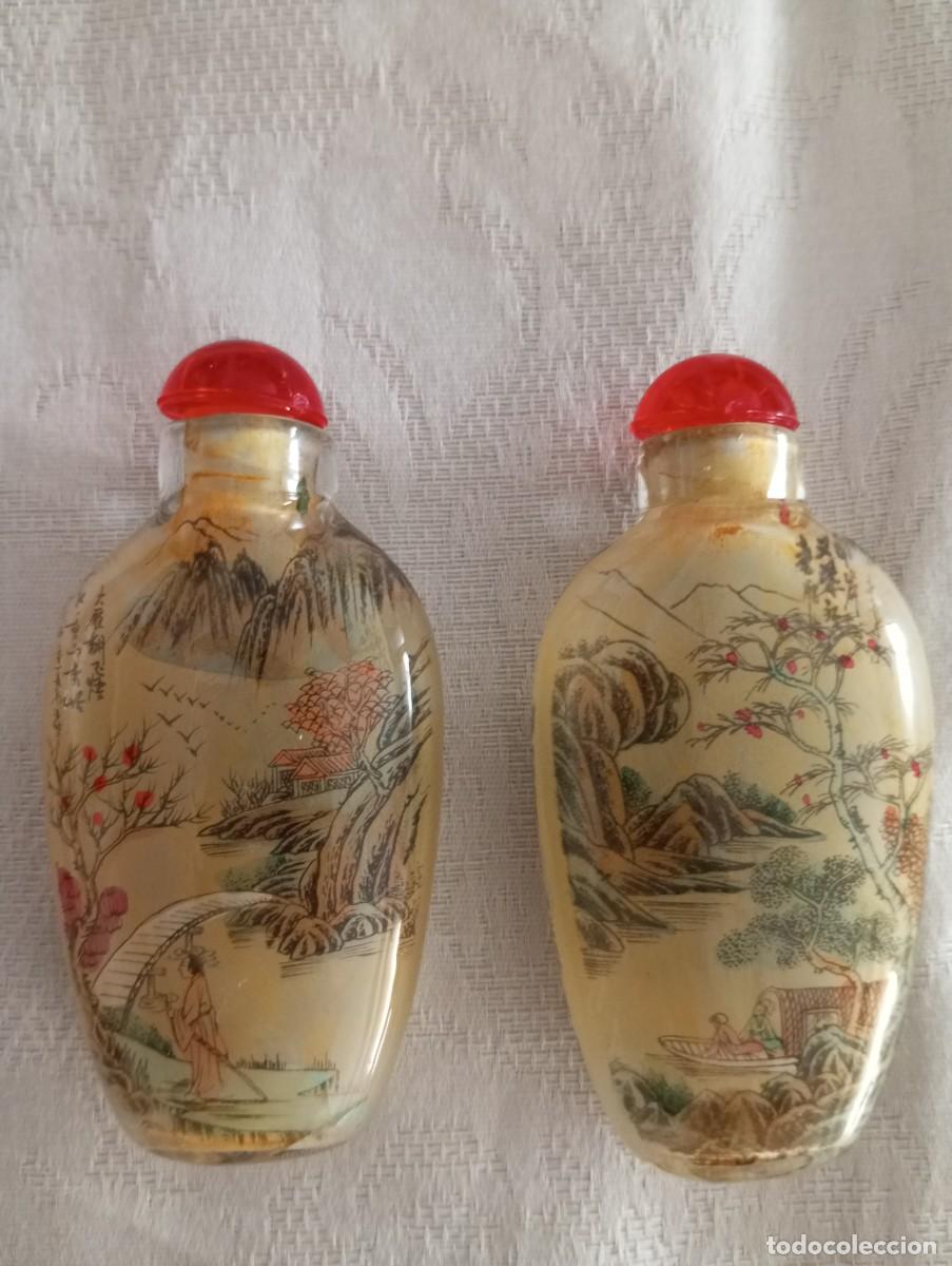 Arte: DOS FRASCOS CON DECORACIONES ORIENTALES, PINTADAS POR DENTRO. MUY RAROS