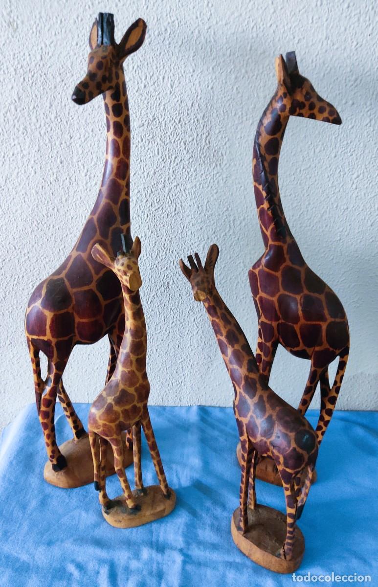 Arte: ANTIGUAS ESCULTURAS EN MADERA TALLADA DE FAMILIA DE JIRAFAS ORIGINAL TRIBU AFRICANA