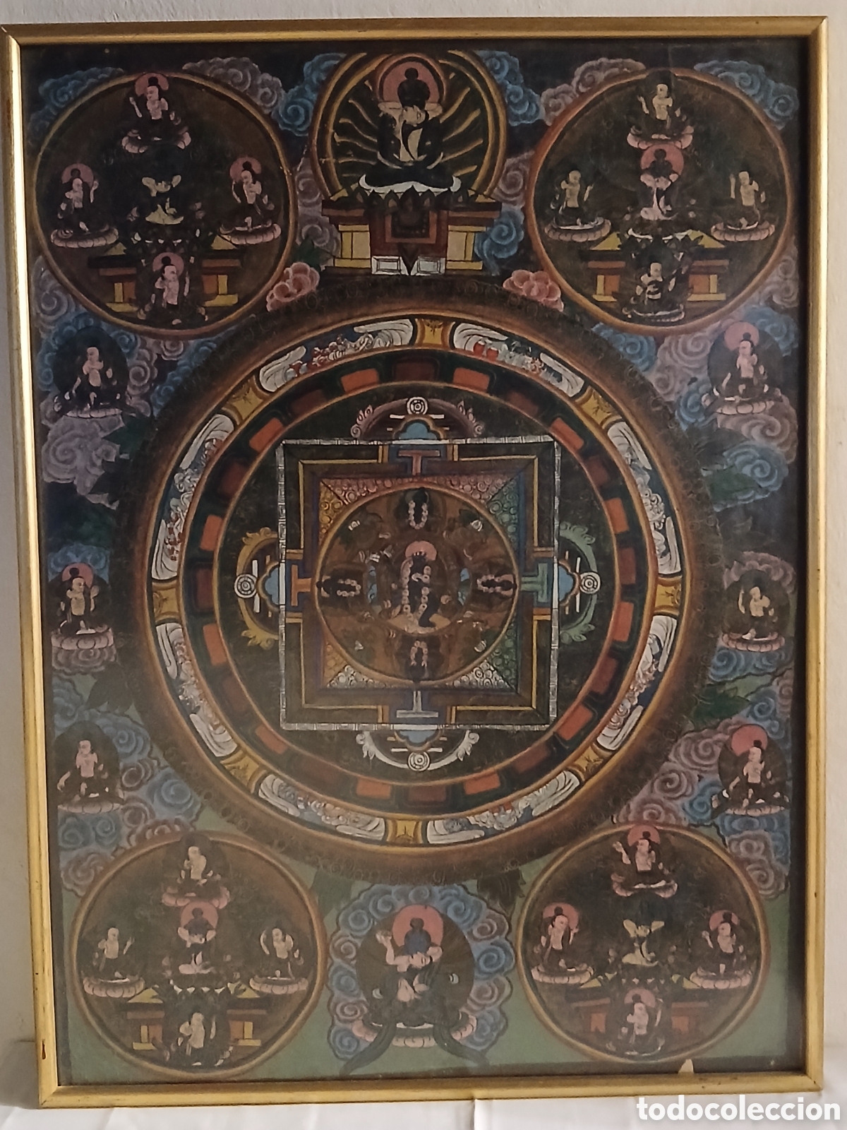 Arte: Thangka Mandala budista. &Oacute;leo sobre lienzo, cristal de protecci&oacute;n