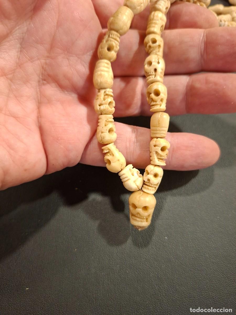 Arte: Autentico Rosario budista tibetano Japa Mala tallado en hueso