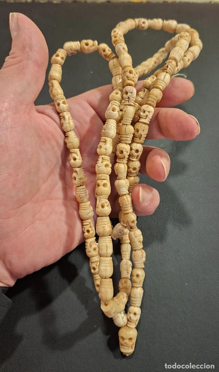 Arte: Autentico Rosario budista tibetano Japa Mala tallado en hueso