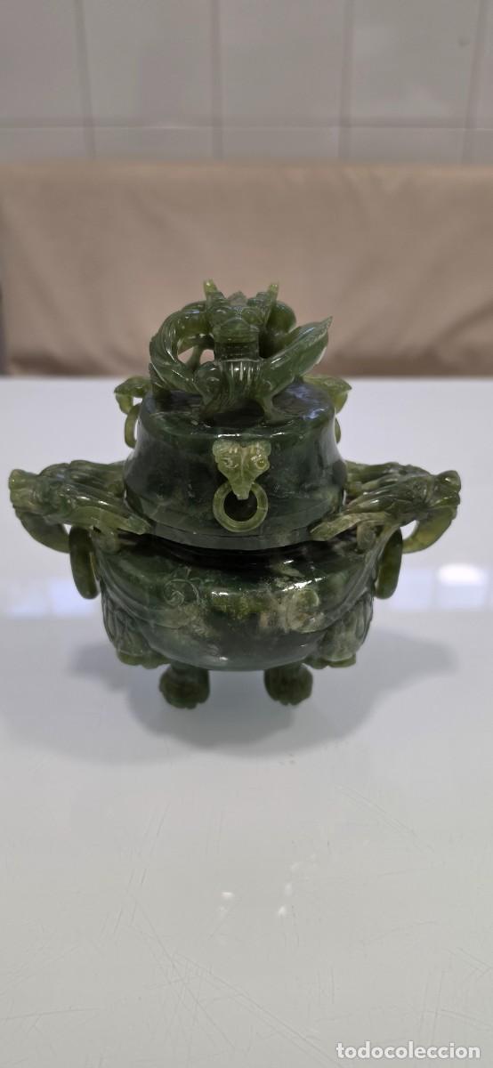 Arte: Espectacular incensario de jade chino antiguo