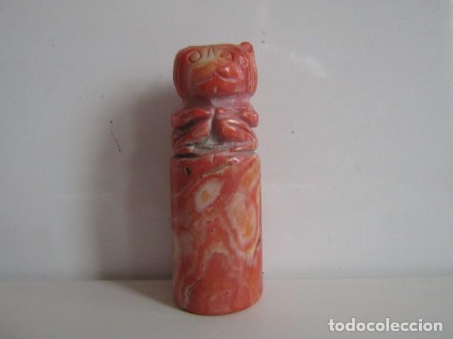 Arte: PRECIOSO SELLO CHINO TALLADO EN CORAL NOBLE MACIZO ROSA ESPUMA SIN SELLO INFERIOR RAR