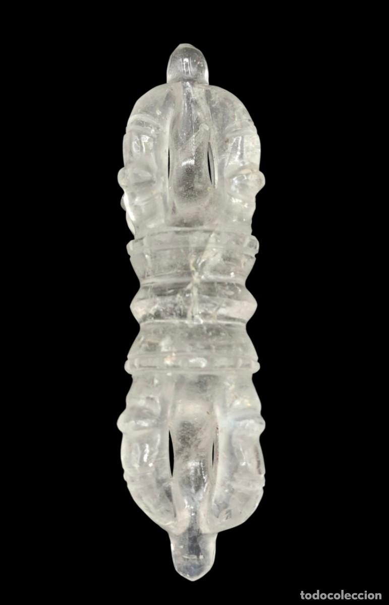 Arte: VAJRA O DORGE TIBETANO TALLADA EN CUARZO TRANSPARENTE