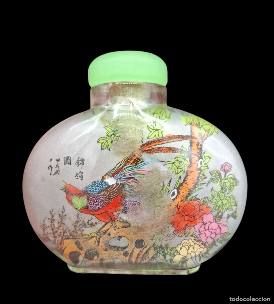 Arte: SNUFF BOTTLE CHINO PINTADO A MANO EN EL INTERIOR CON FAISANES