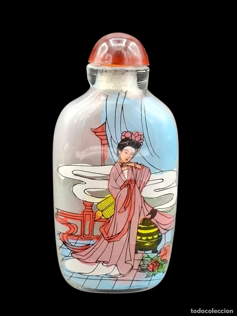 Arte: SNUFF BOTTLE CHINO PINTADO A MANO EN EL INTEROOR CON GEISHAS