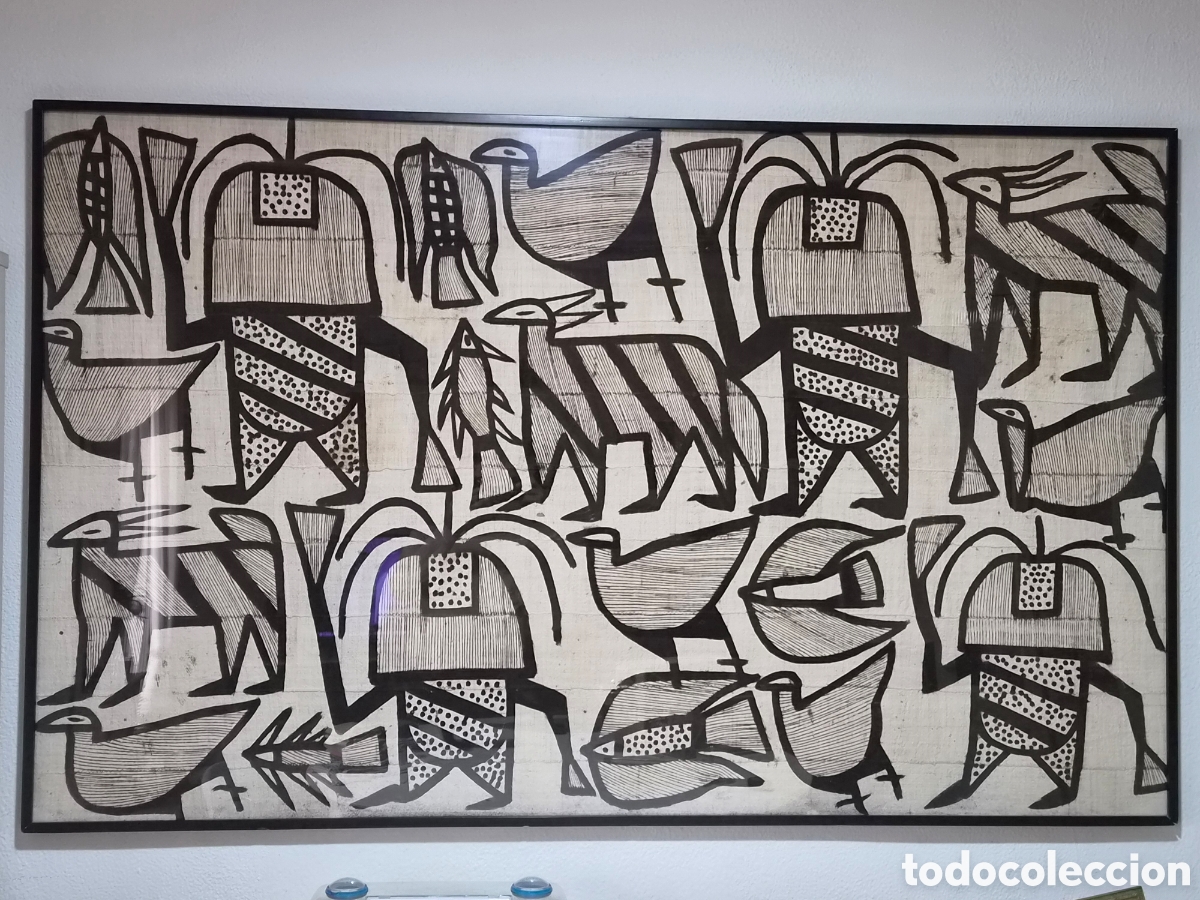 Arte: Gran Lienzo / Tela de Algod&oacute;n Korhogo Senufo (Costa de Marfil) - 177x110 cm