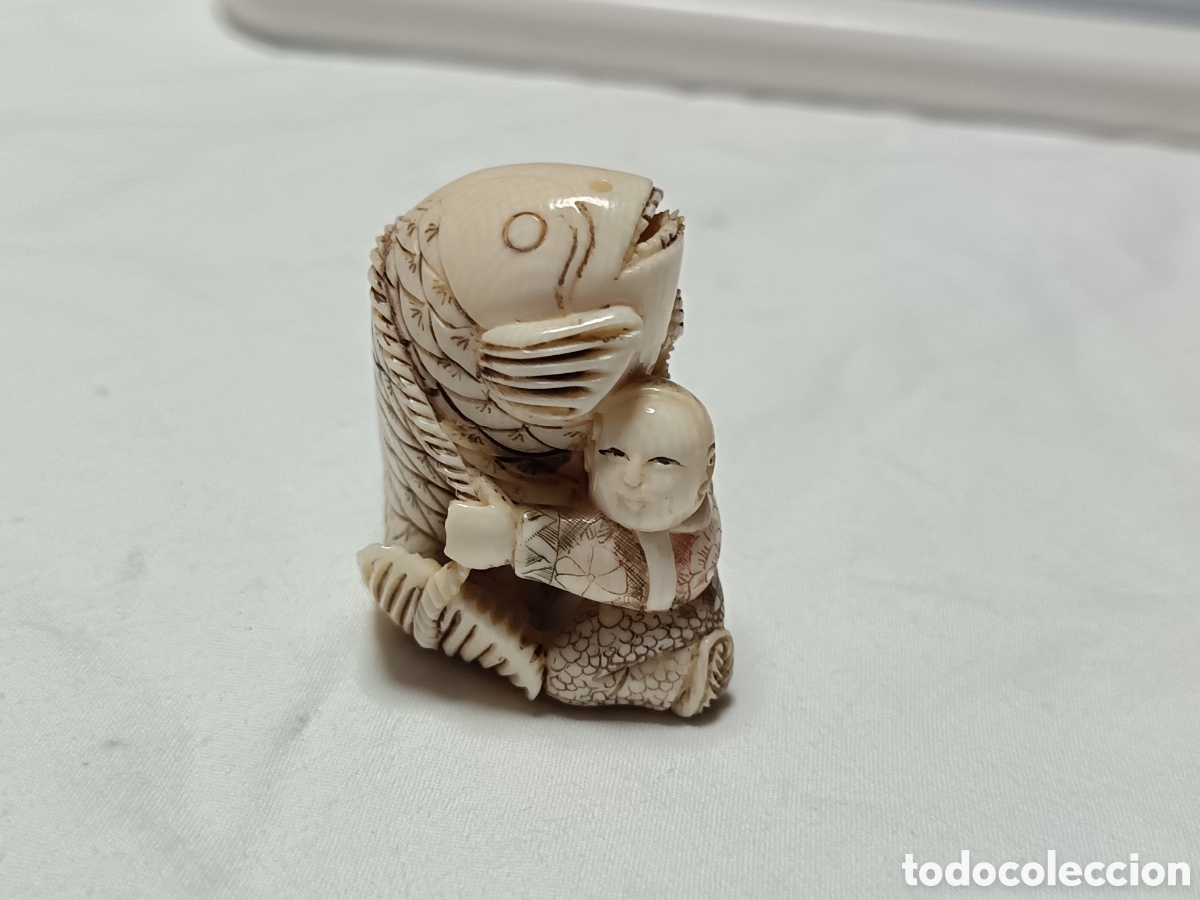 Art: ANTIGUO NETSUKE JAPONES ORIGINAL, TALLADO, FIRMADO EN LA BASE
