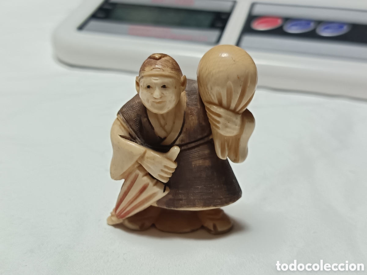 Arte: ANTIGUO NETSUKE JAPONES TALLADO ORIGINAL FIRMADO EN LA BASE, S.XIX PRIN. XX.