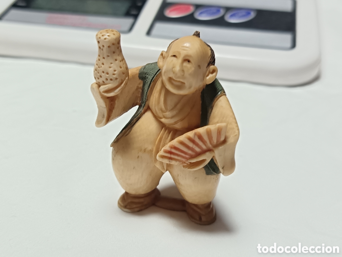 Arte: ANTIGUO NETSUKE JAPONES TALLADO ORIGINAL FIRMADO EN LA BASE S.XIX-XX