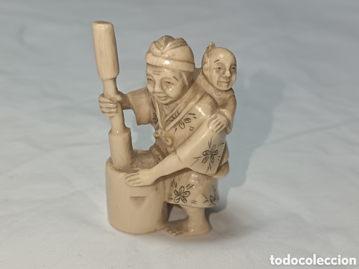 Arte: ANTIGUO NETSUKE JAPONES TALLADO ORIGINAL FIRMADO S.XIX APROX