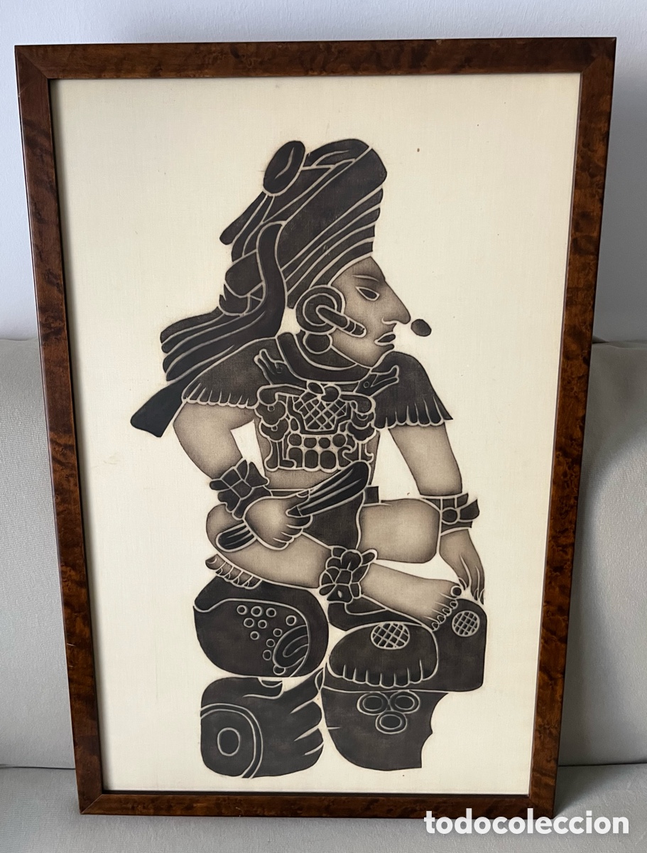 Arte: Cuadro con grabado en tela - Mayas