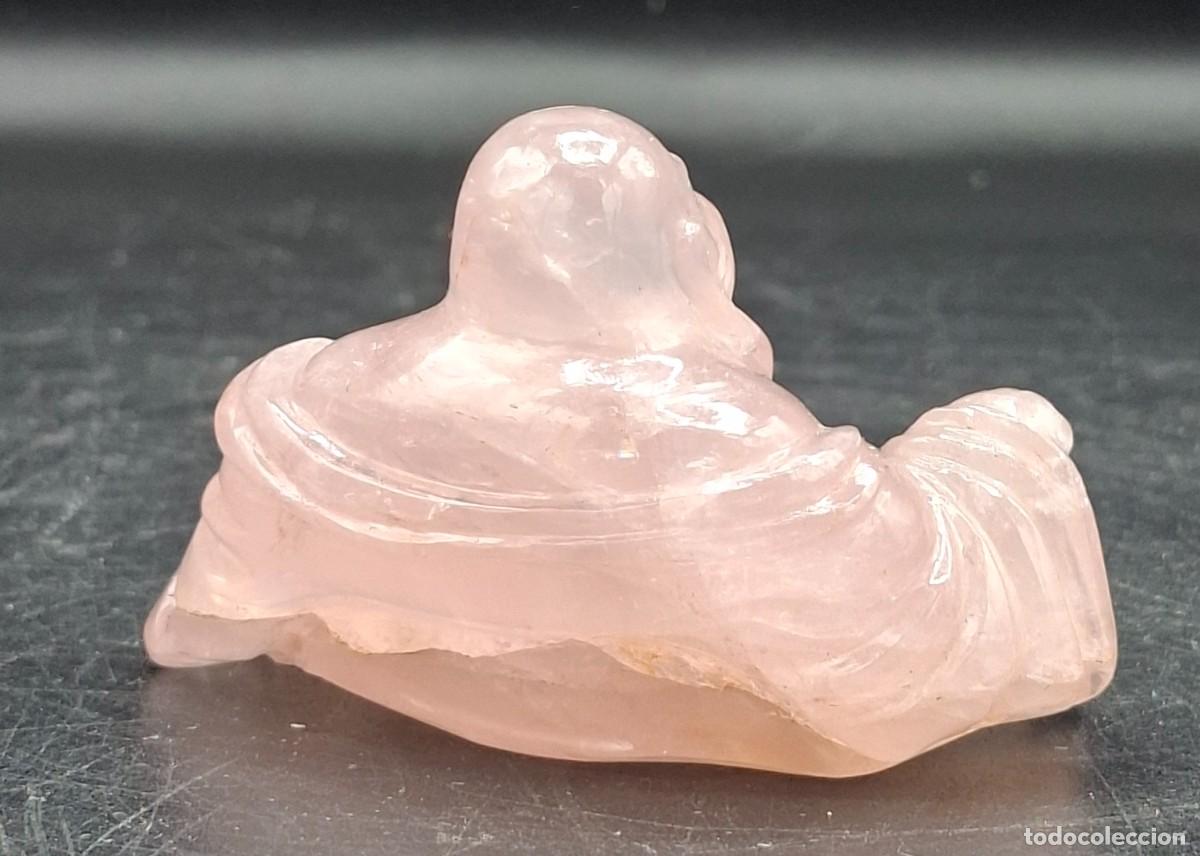 Arte: Figura de Buda Sonriente en cuarzo rosa - Foto 2